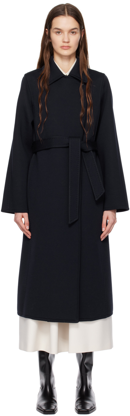 Max Mara: ネイビー Manuela コート | SSENSE 日本