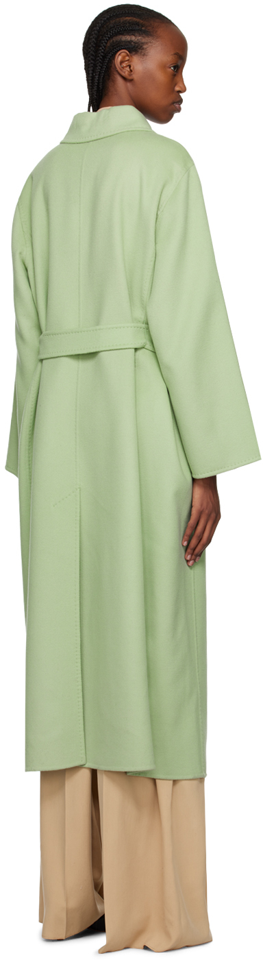 Max Mara Light Green Hans Long Coat With Belt In Wool Blend Woman In 004 Green