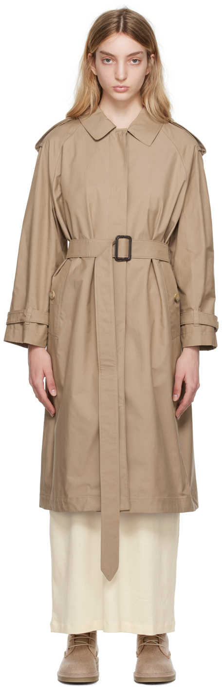 Max Mara Beige The Cube Belted Trench Coat In Neutrals