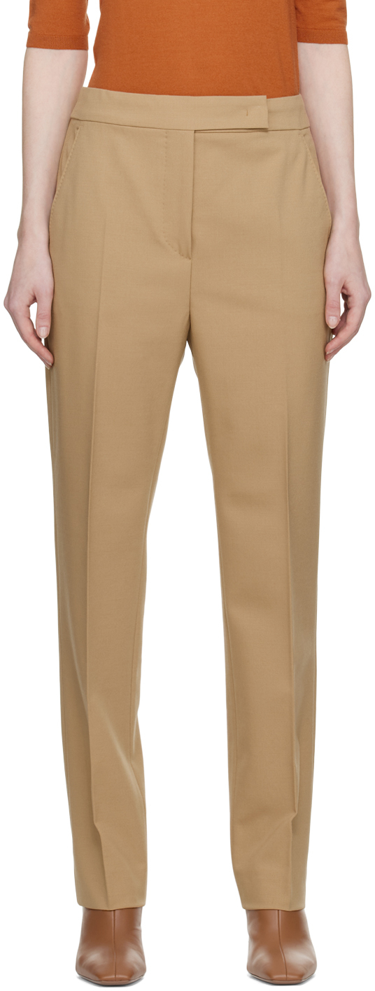 Max Mara Cappuccino Viscose Blend Polis Pant Beige Donna 42 In 002 Camel
