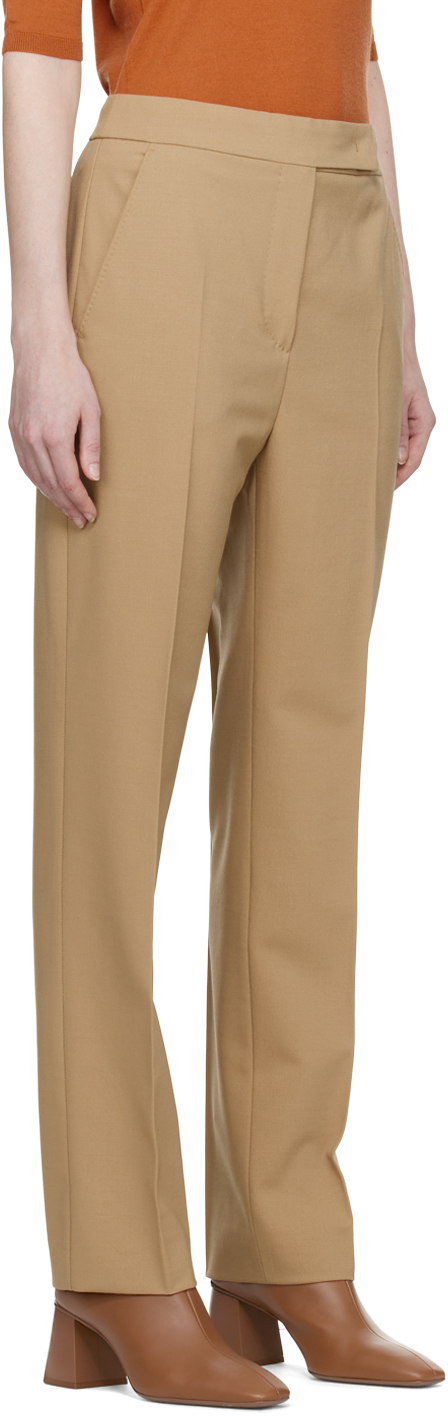 Max Mara Cappuccino Viscose Blend Polis Pant Beige Donna 42 In 002 Camel