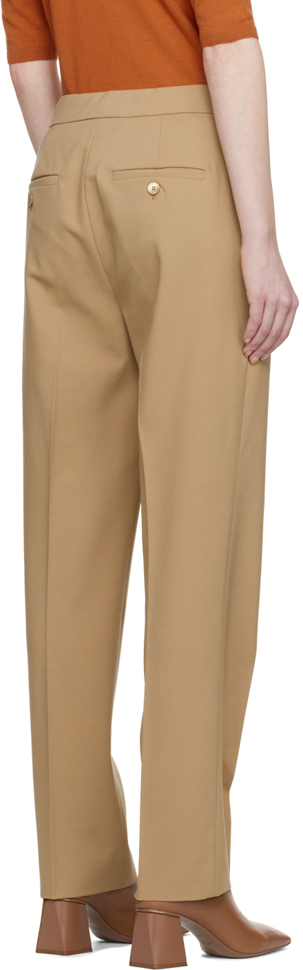 Max Mara Cappuccino Viscose Blend Polis Pant Beige Donna 42 In 002 Camel