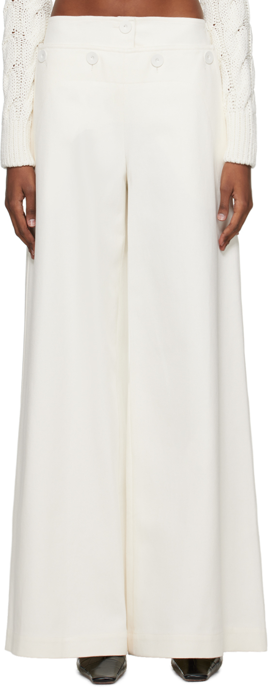 Pantalon Large En Lin Blanc MAX MARA Taille 42 - Style Jogger Confortable - Occasion En Très Bon état