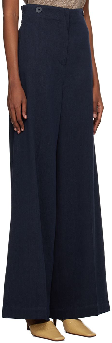 Max Mara Navy Olio Trousers In 001 Navy