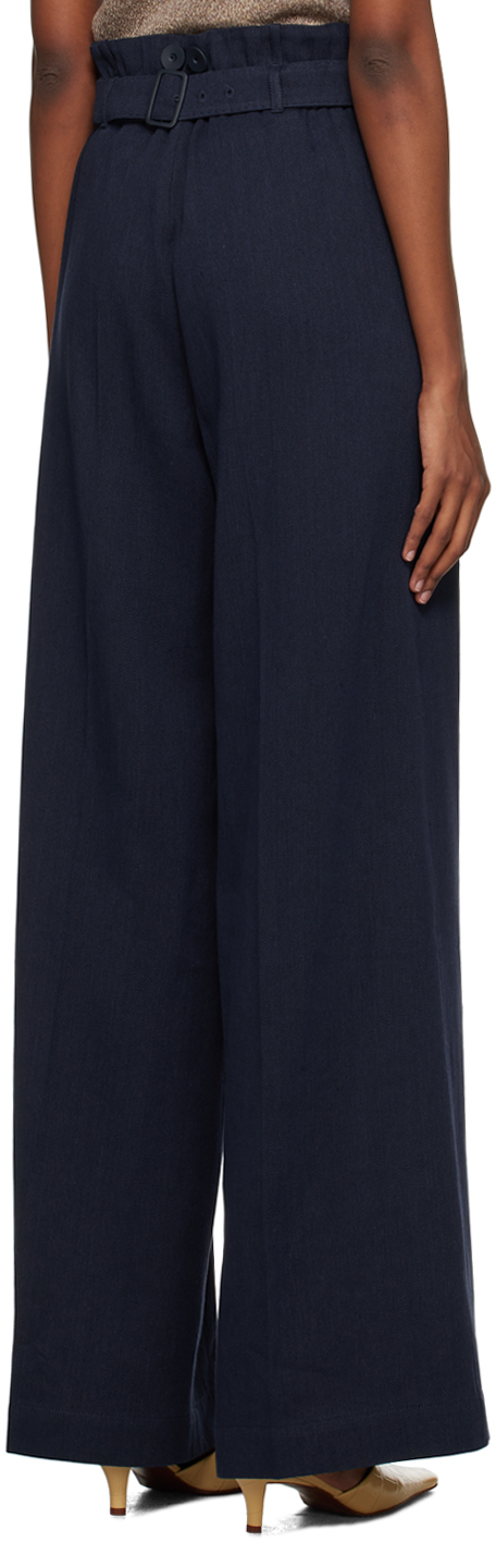 Max Mara Navy Olio Trousers In 001 Navy