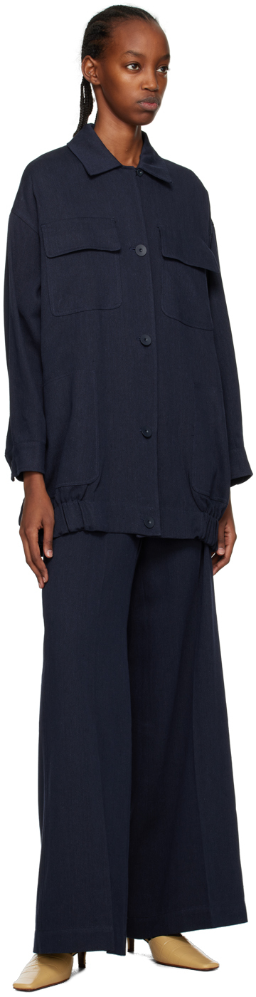 Max Mara Navy Olio Trousers In 001 Navy