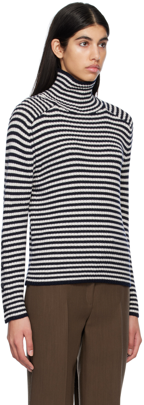 Max Mara Harlem Striped Roll-neck Sweater In 003 Ivory