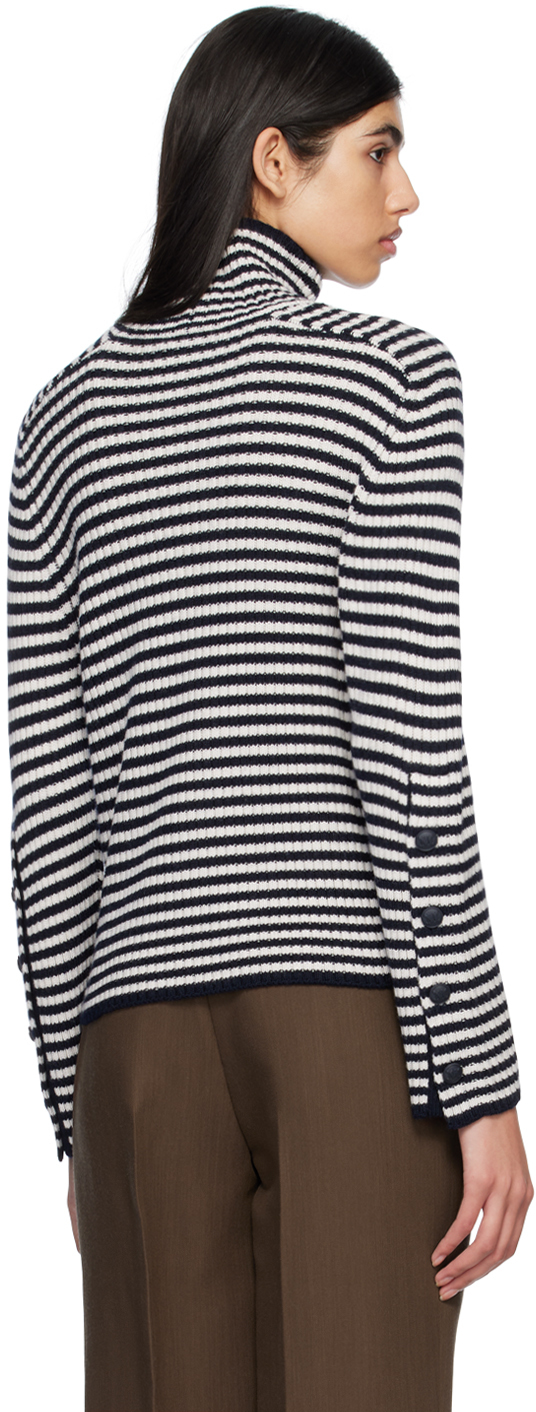 Max Mara Harlem Striped Roll-neck Sweater In 003 Ivory