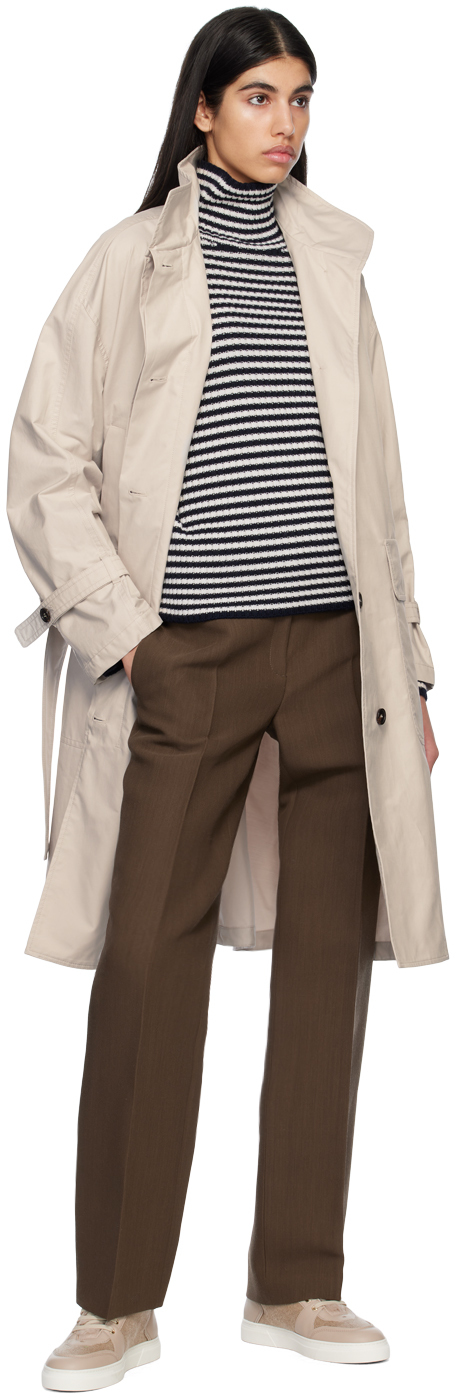 Max Mara Harlem Striped Roll-neck Sweater In 003 Ivory