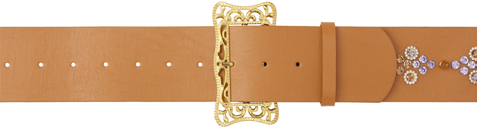 Tan Rhinestone Rivet Belt by Nφdress on Sale