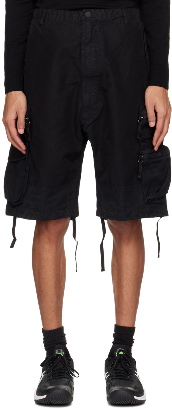 Nemen Black Multipocket Parachute Shorts