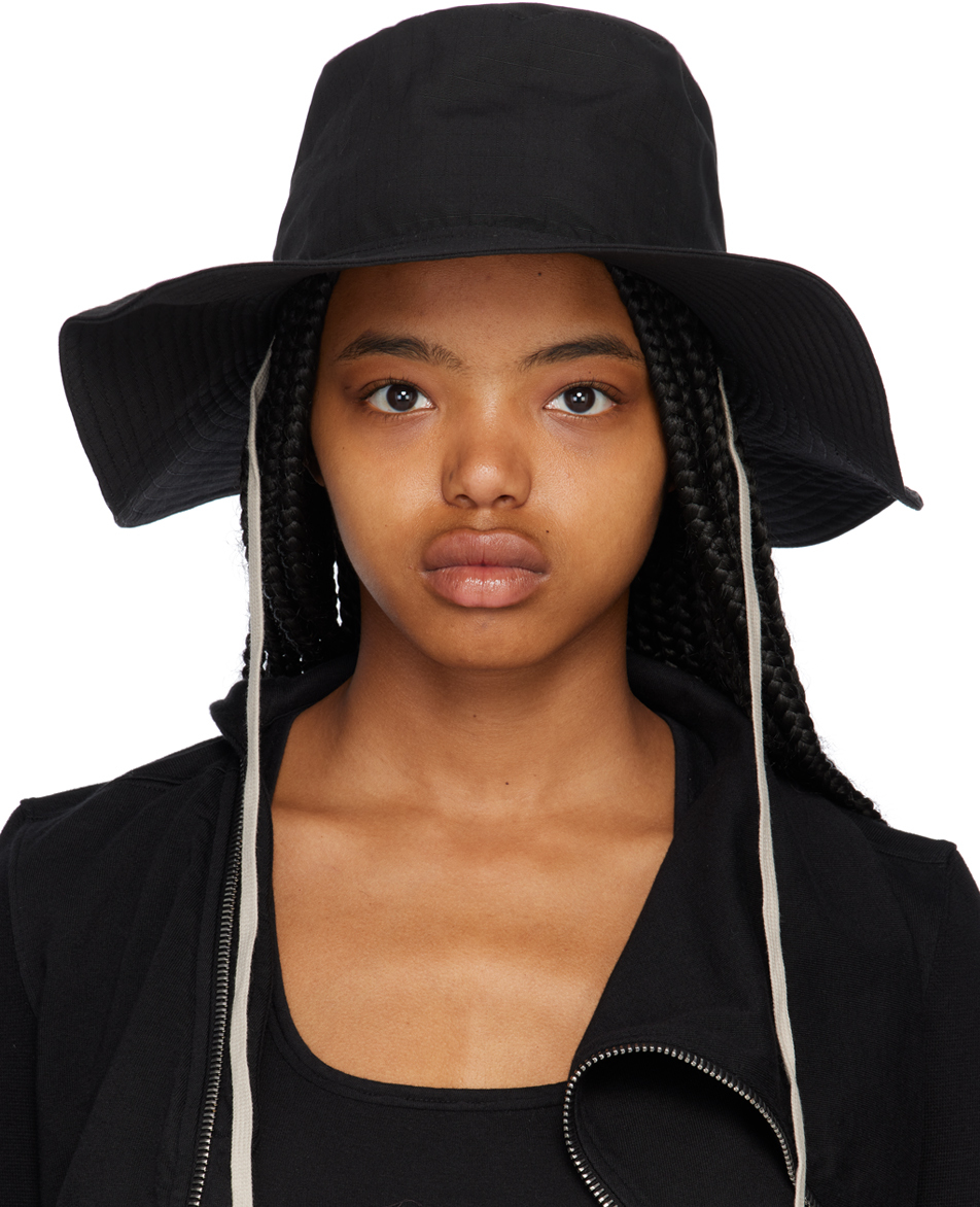 Black Gilligan Bucket Hat by Rick Owens DRKSHDW on Sale