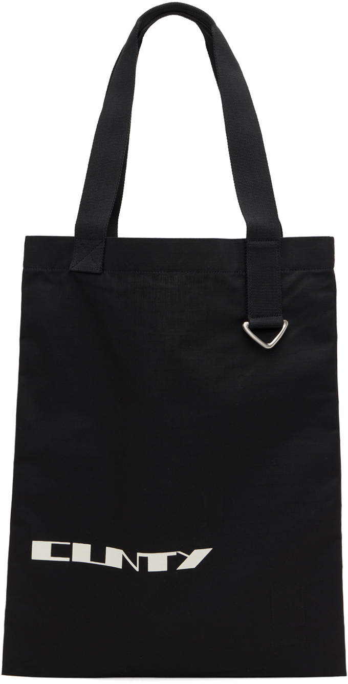 Rick Owens Drkshdw Slogan-print Cotton Tote Bag In 091109 Black/milk/bl