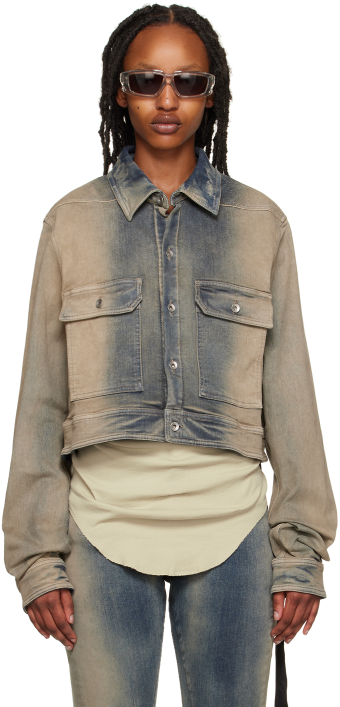 Rick Owens Drkshdw Blue Crop Denim Jacket | ModeSens