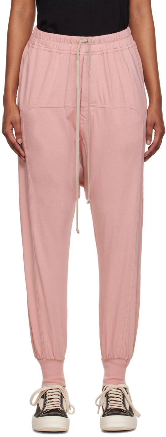 Rick Owens Drkshdw Drop-crotch Cotton Track Trousers In 63 Faded Pink