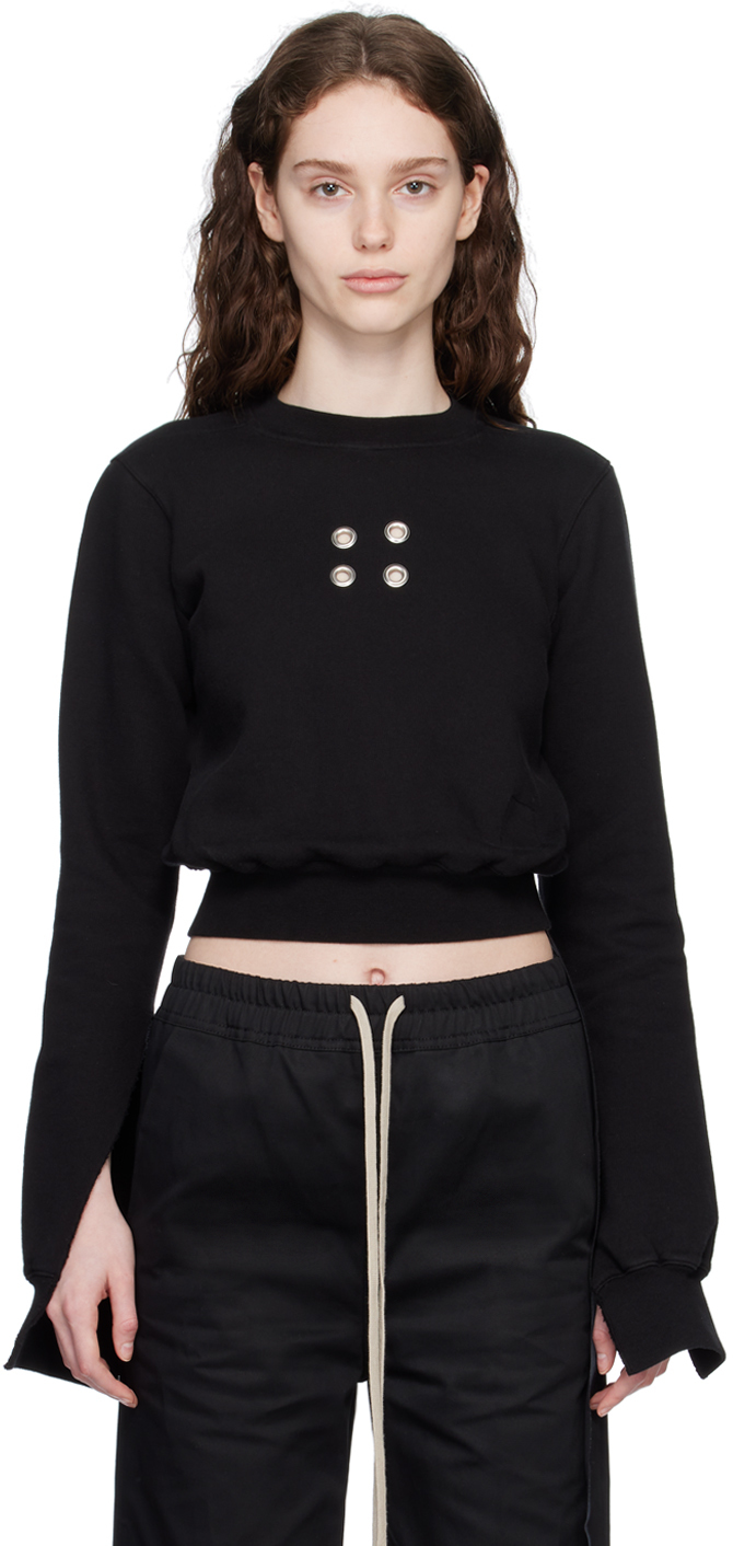 RICK OWENS DRKSHDW BLACK CROPPED SWEATSHIRT