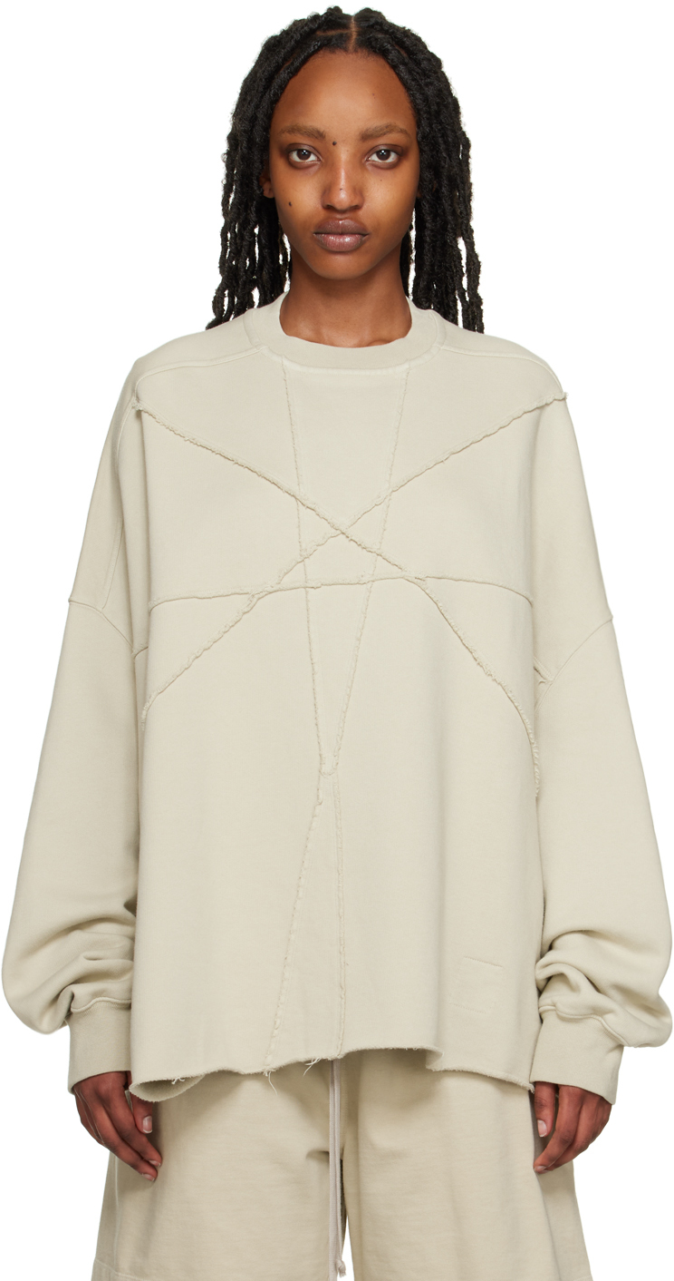 Rick Owens Drkshdw Beige Crater Sweatshirt In 08 Pearl