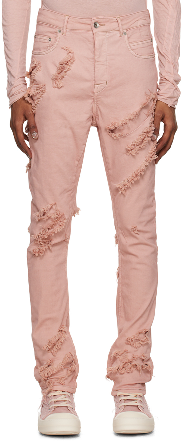 Rick Owens Drkshdw Distressed Skinny-fit Jeans In Pink