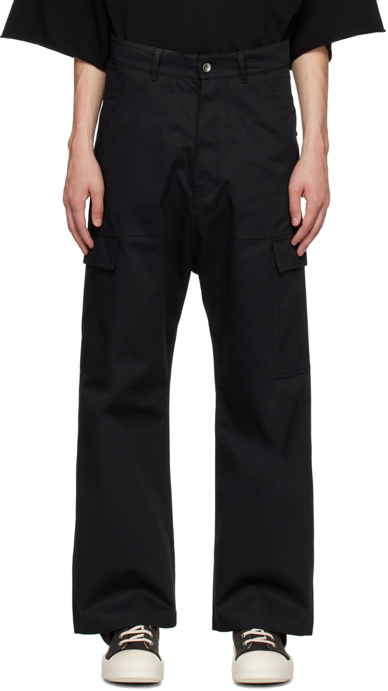 Black Button-Fly Cargo Pants by Rick Owens DRKSHDW on Sale