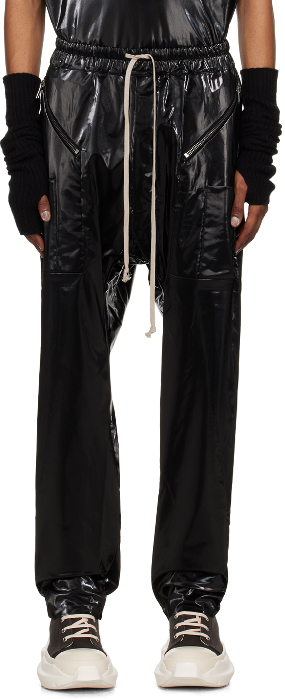 Rick Owens Drkshdw Black Drawstring Cargo Trousers In 09 Black