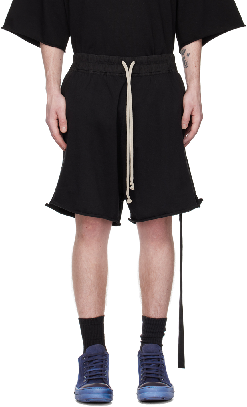 Rick Owens Drkshdw Jersey Trucker Cut-off Shorts In 09 Black