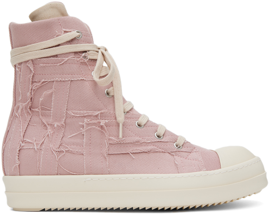 Rick Owens DRKSHDW: Pink Slashed Sneakers