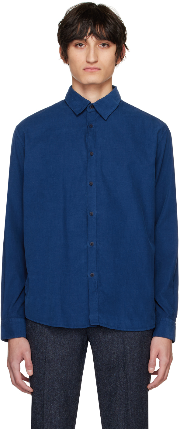 Sunspel Blue Button Shirt
