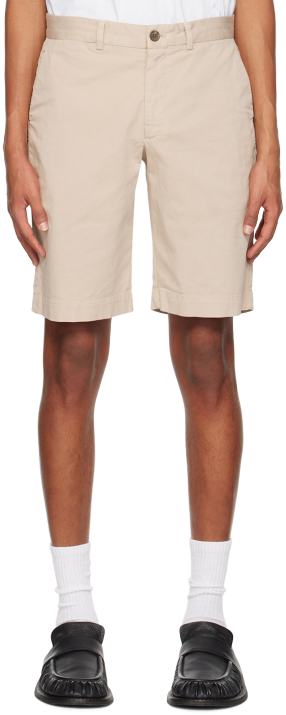 Beige Garment-Dyed Shorts