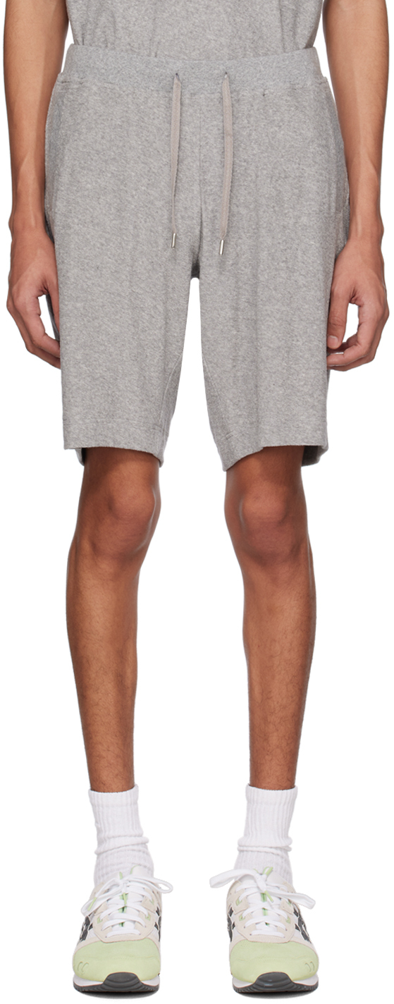 Sunspel Gray Towelling Shorts In Grey Melange