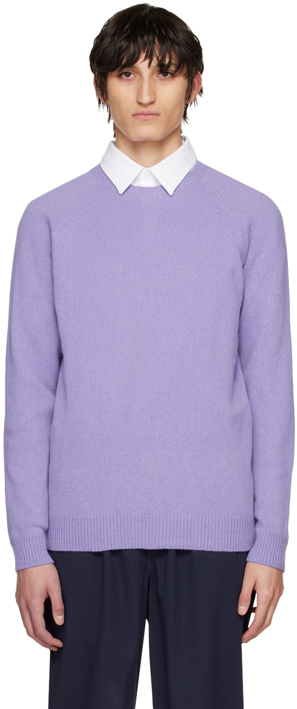 Sunspel Purple Raglan Sweater In Prar Heather23