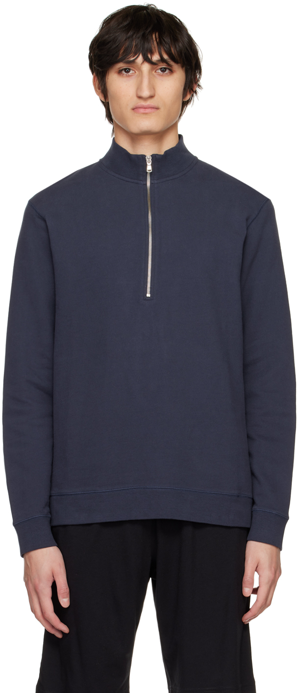 SUNSPEL NAVY HALF-ZIP LOOPBACK SWEATSHIRT