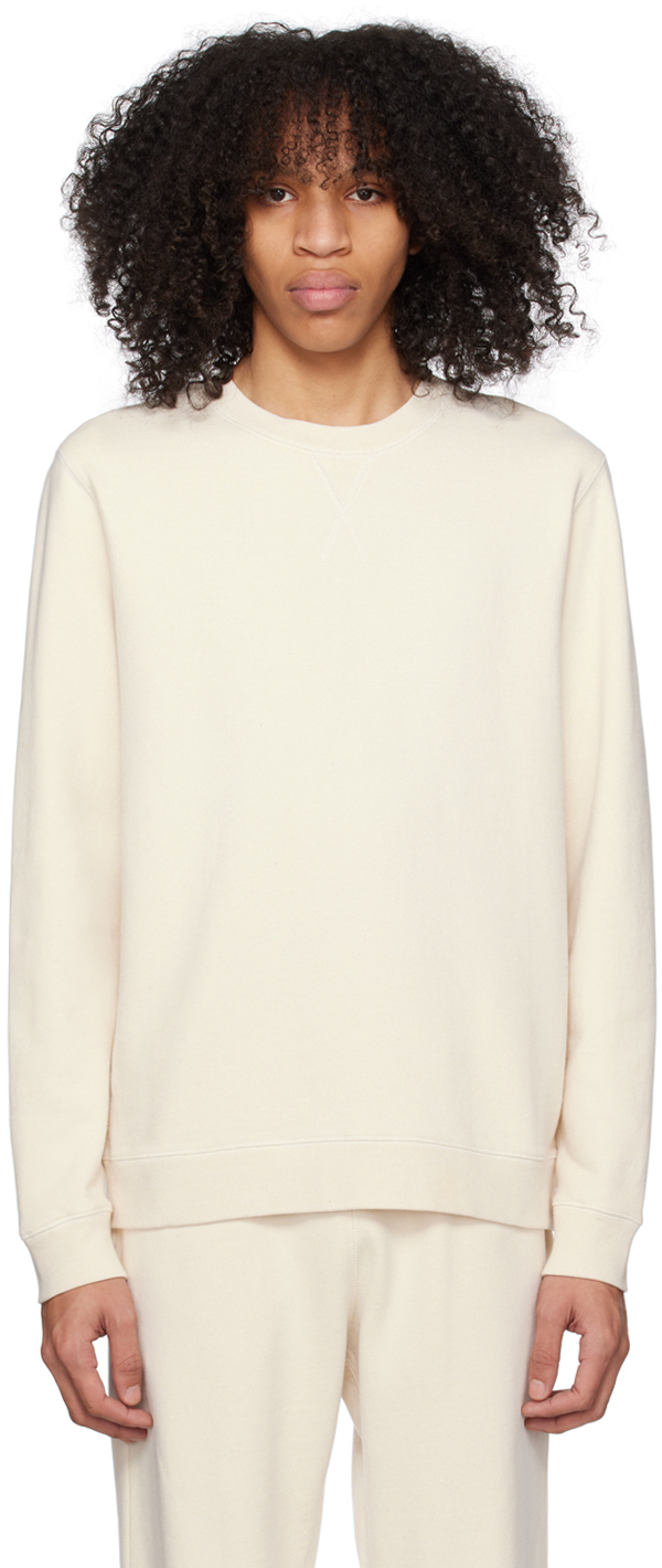 Sunspel Womens Cotton Boxy Crew Neck Sweater Off White