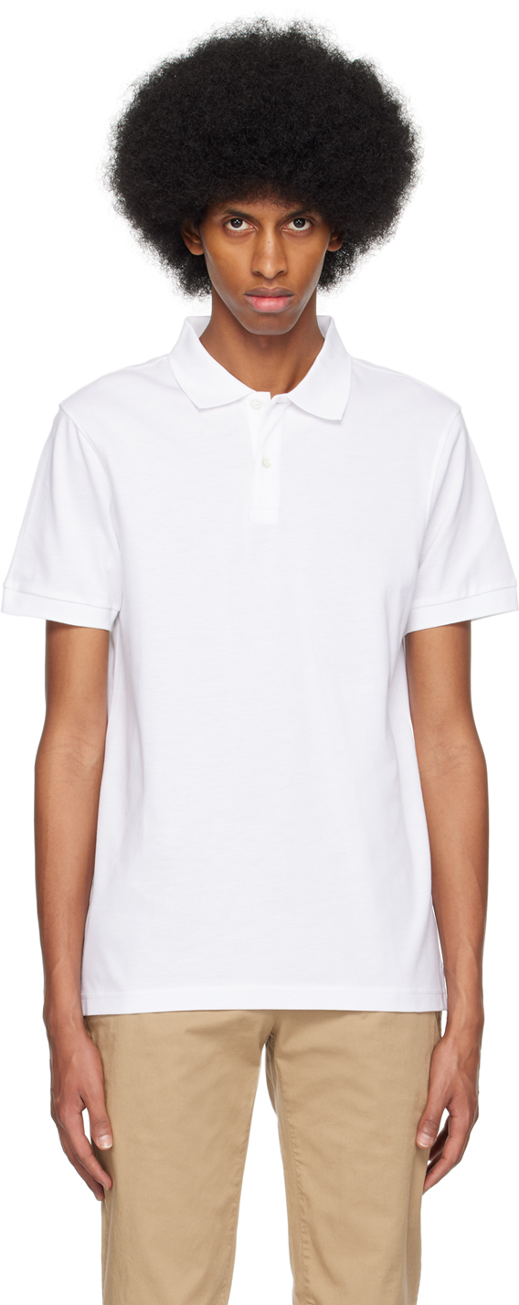 Sunspel White Two-Button Polo