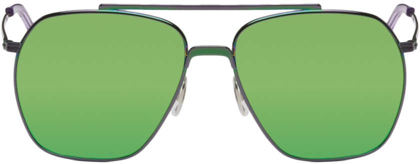 Acne Studios Purple Aviator Sunglasses In Green Multi