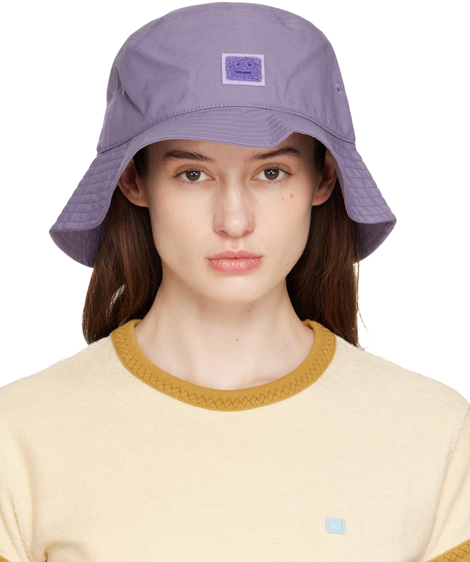 Acne Studios Face Bucket Hat In Purple