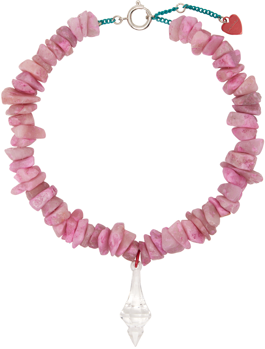 Acne Studios Agate Necklace In Pink