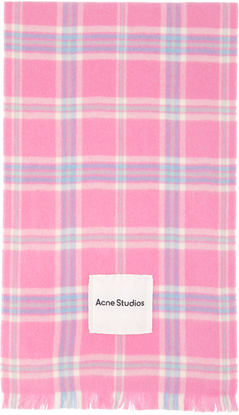 Acne Studios Pink & Blue Plaid Scarf