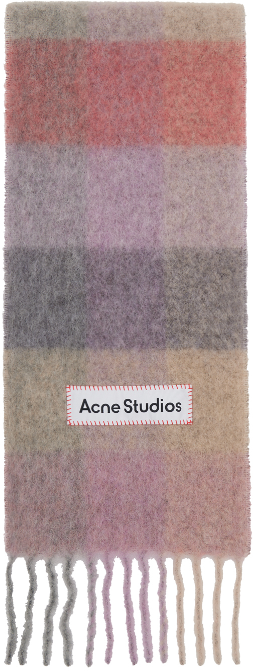 Acne Studios Multicolor Check Scarf In Fuchsia/lilac/pink