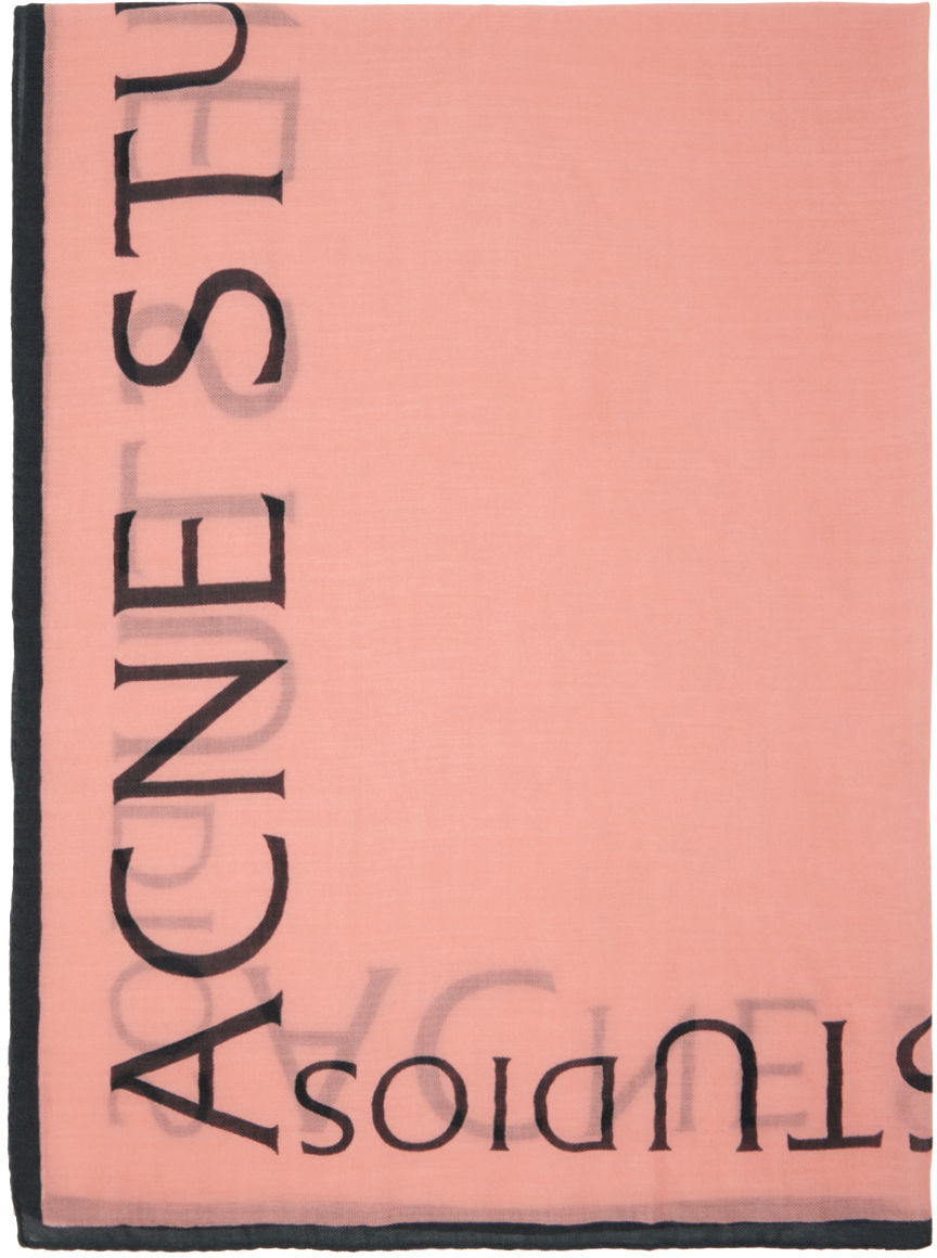 Acne Studios Pink Logo Wool Scarf