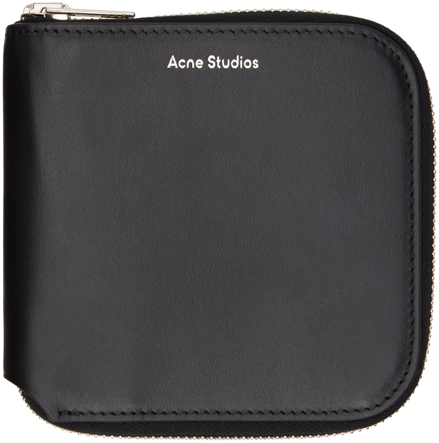 Acne Studios Medium Zipped Bifold Wallet In Black