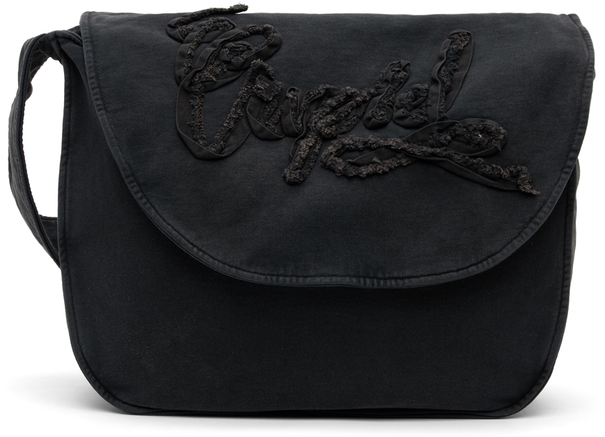 Acne Studios Black Appliqué Bag In Faded Black
