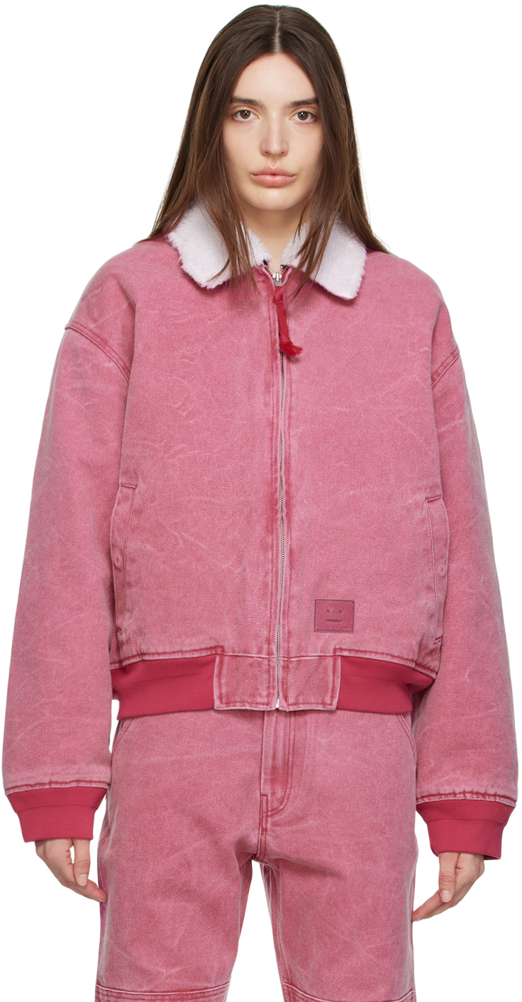 Acne Studios Denim Jacket In Fuchsia Pink