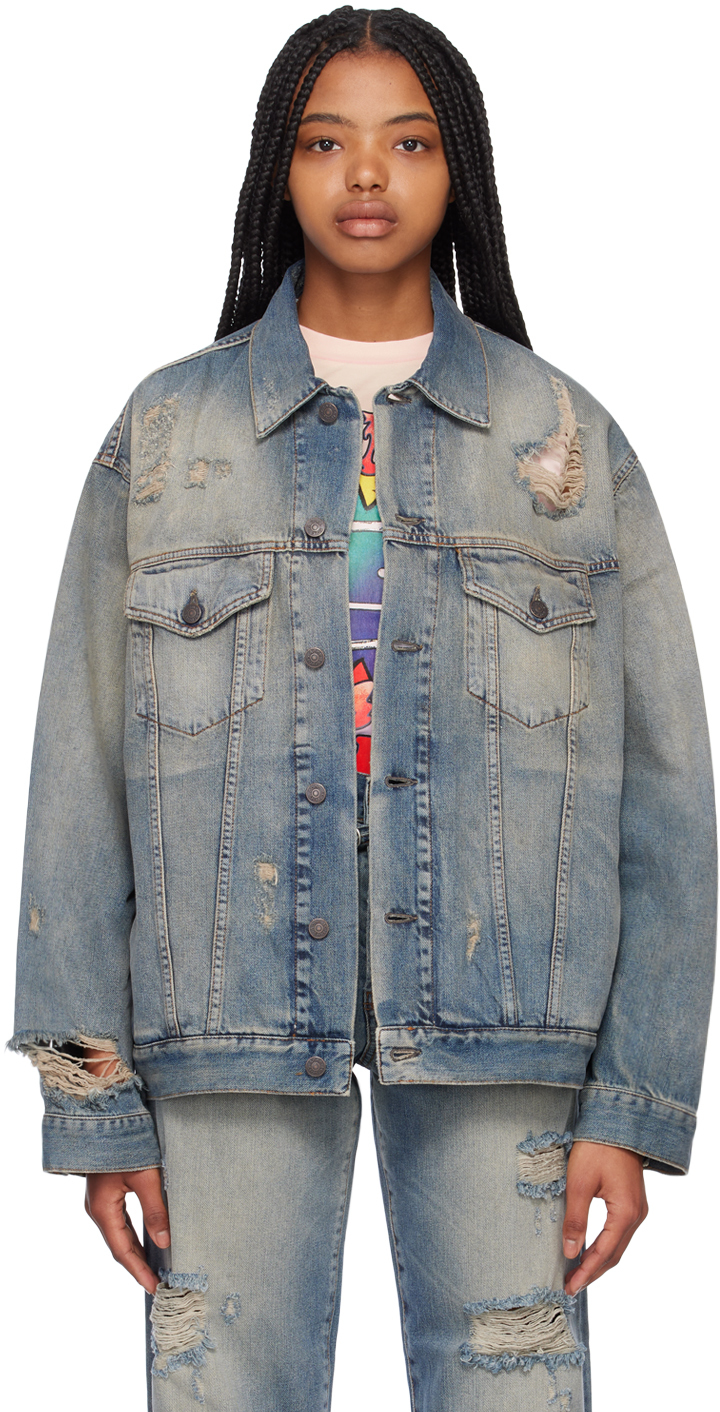 Blue Distressed Denim Jacket