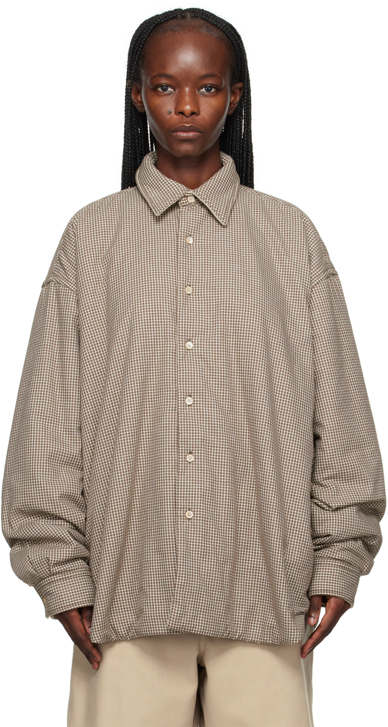 Brown Check Reversible Jacket by Acne Studios on Sale