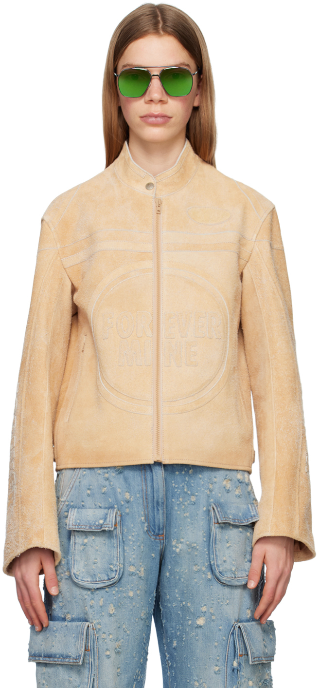 Acne Studios Beige 'forever Mine' Leather Jacket In Sand Beige