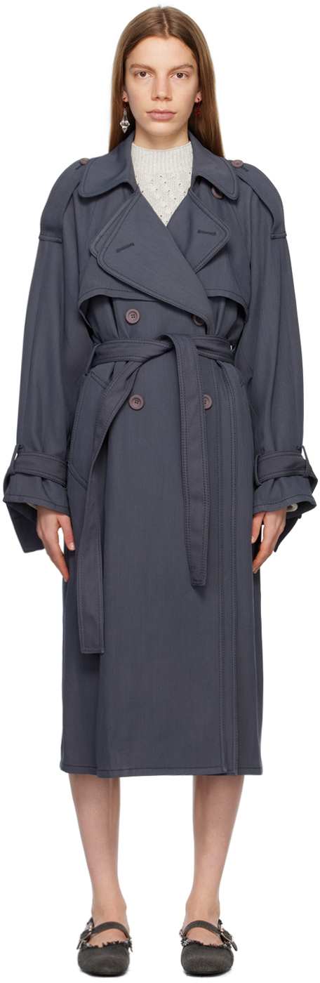 Acne Studios Gray Belted Trench Coat