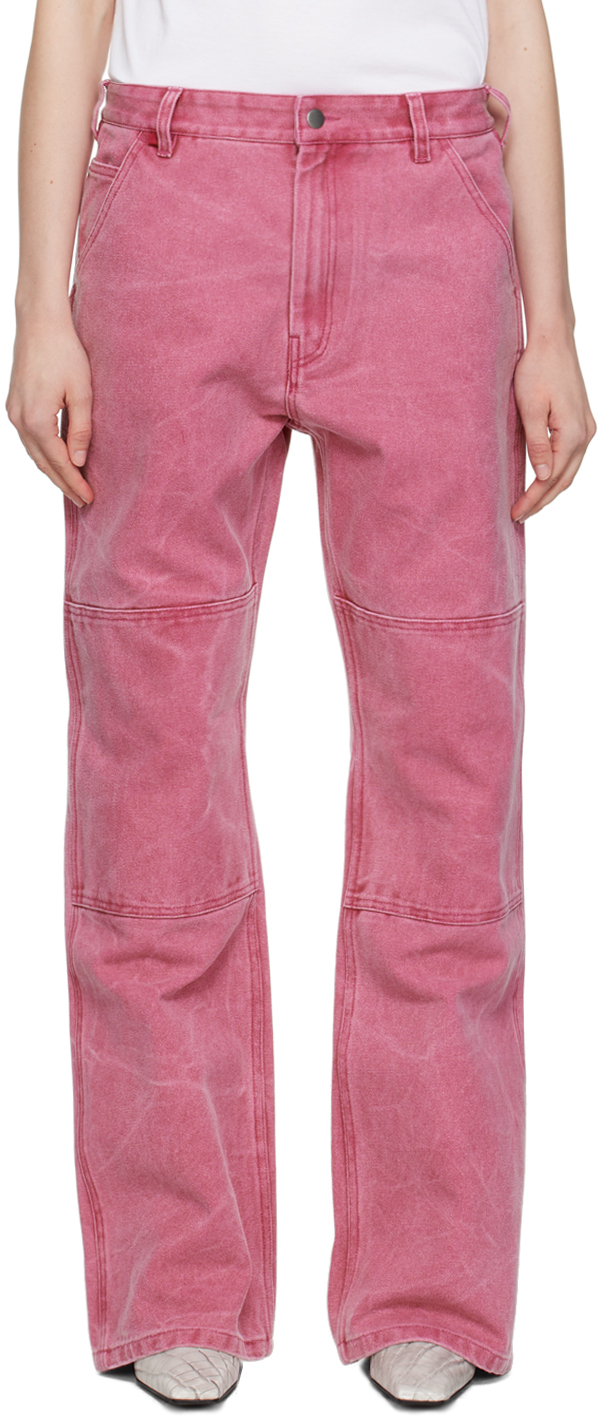 Acne Studios Cotton Canvas Trousers In Pink