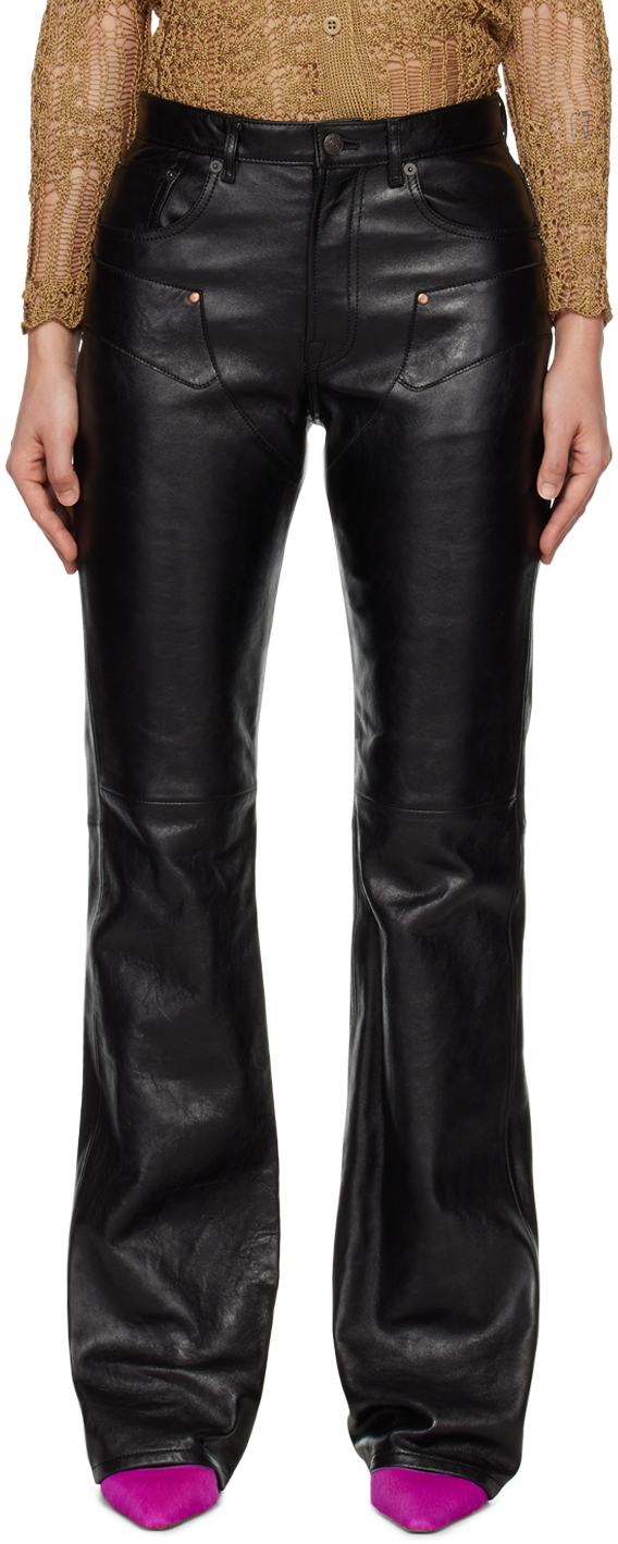 Acne Studios Black Paneled Leather Trousers
