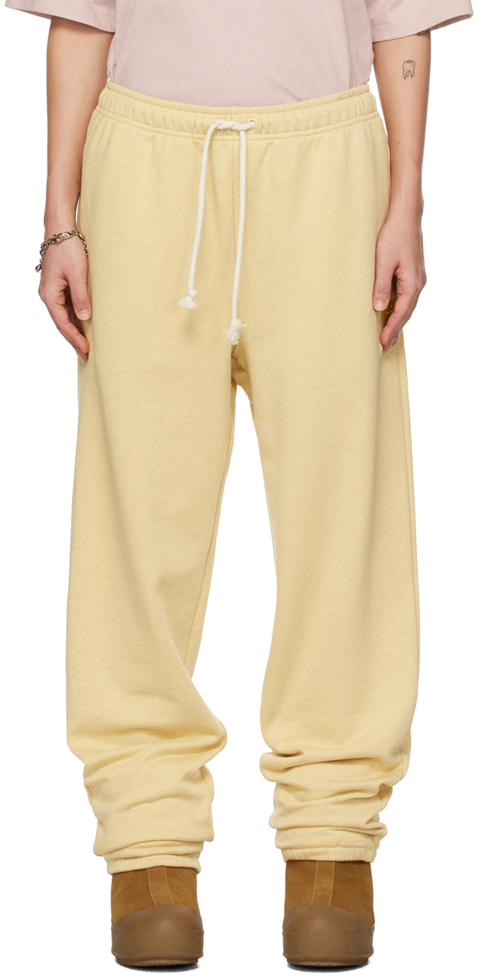 Acne Studios Yellow Patch Lounge Pants In Pale Yellow Melange