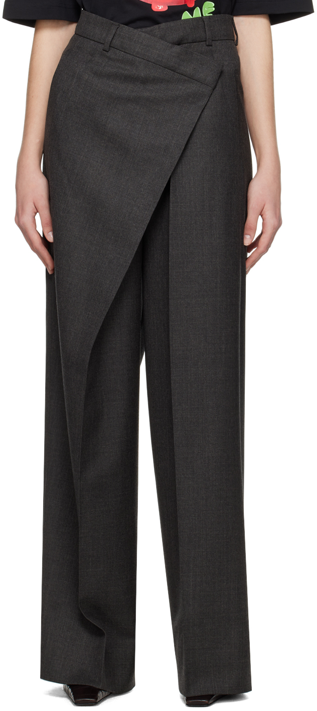 Acne Studios: Gray Tailored Wrap Trousers | SSENSE Canada